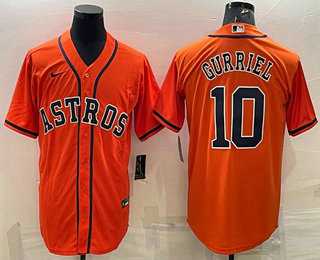 Mens Houston Astros #10 Yuli Gurriel Orange Stitched MLB Cool Base Nike Jersey